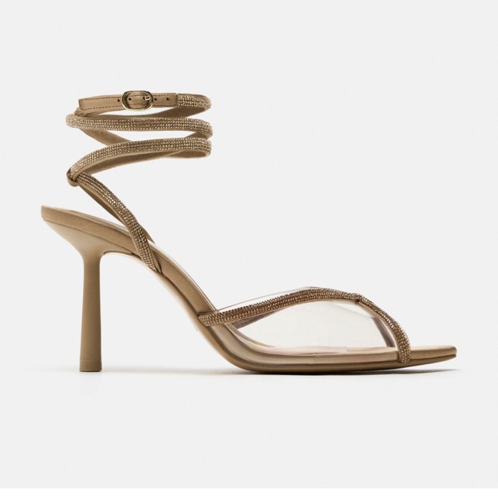 Zara lace up vynil heels